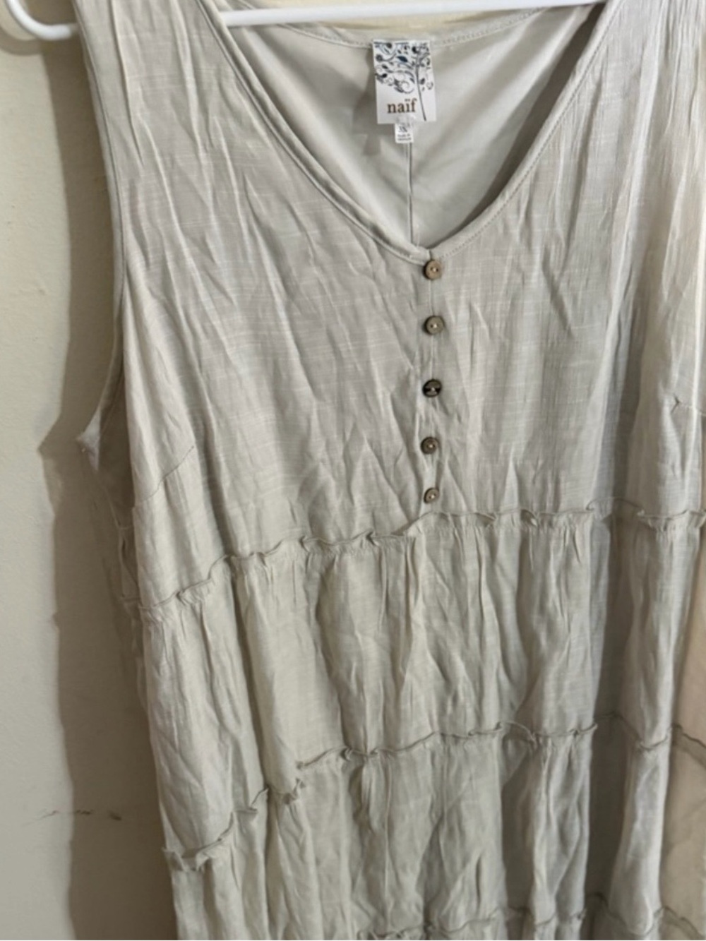 NWT Naif Size 3x Cream Sleeveless Tiered Button-Front Mini Dress